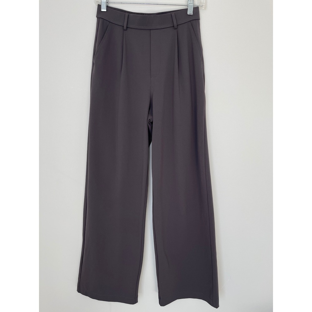 Halara High Waisted Wide Leg Pleated Pull on Trousers Pants Charcoal Gray S Tall